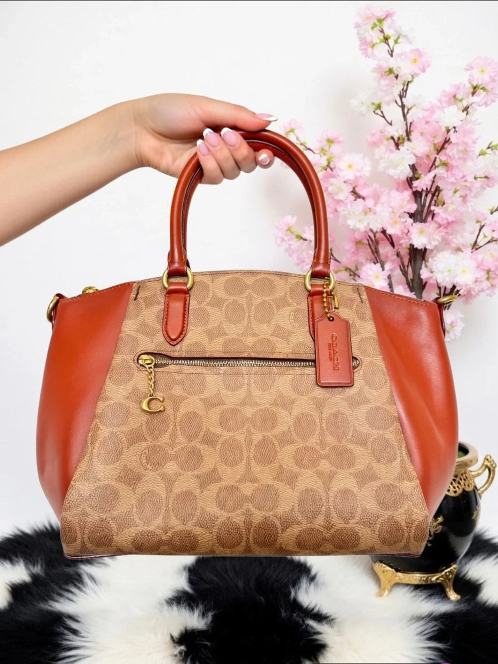 COACH ELISE SATCHEL 79364 SIGNATURE CANVAS CROSSBODY BAG